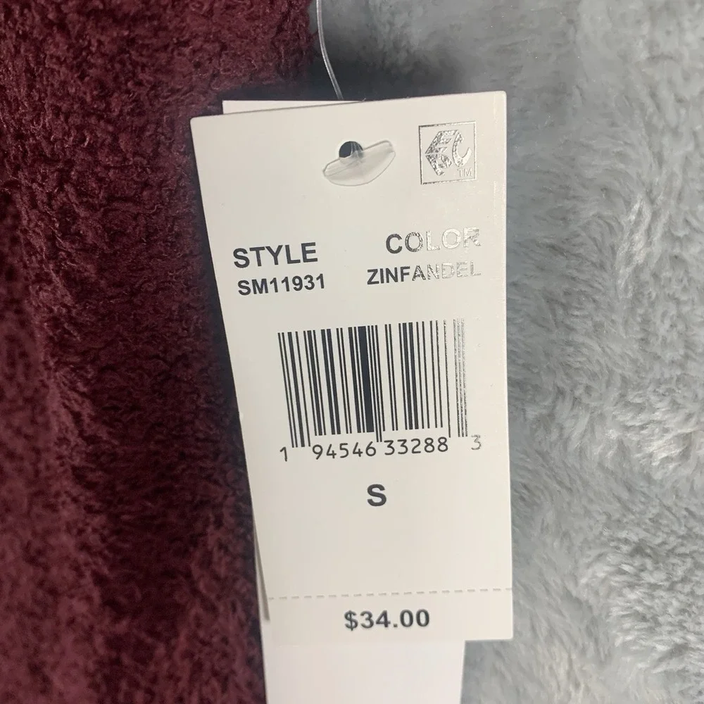 Steve‎ Madden Women's Tank Top S Sleep Chenille Fuzzy Scoop Neck Red Zinfandel